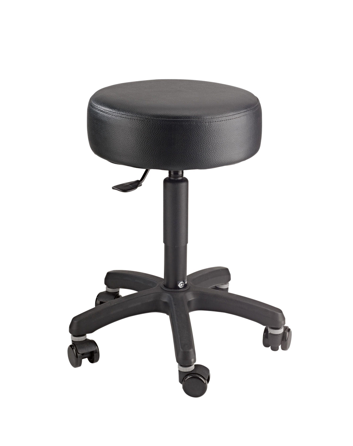 K&M 14094-BLACK — Pneumatic Stage Stool with Round Leatherette Seat — product view