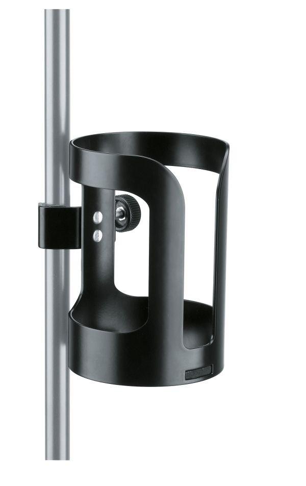 K&M 16022-BLACK — Drink Holder with Clamp for 95mm Bottles - Black — product view