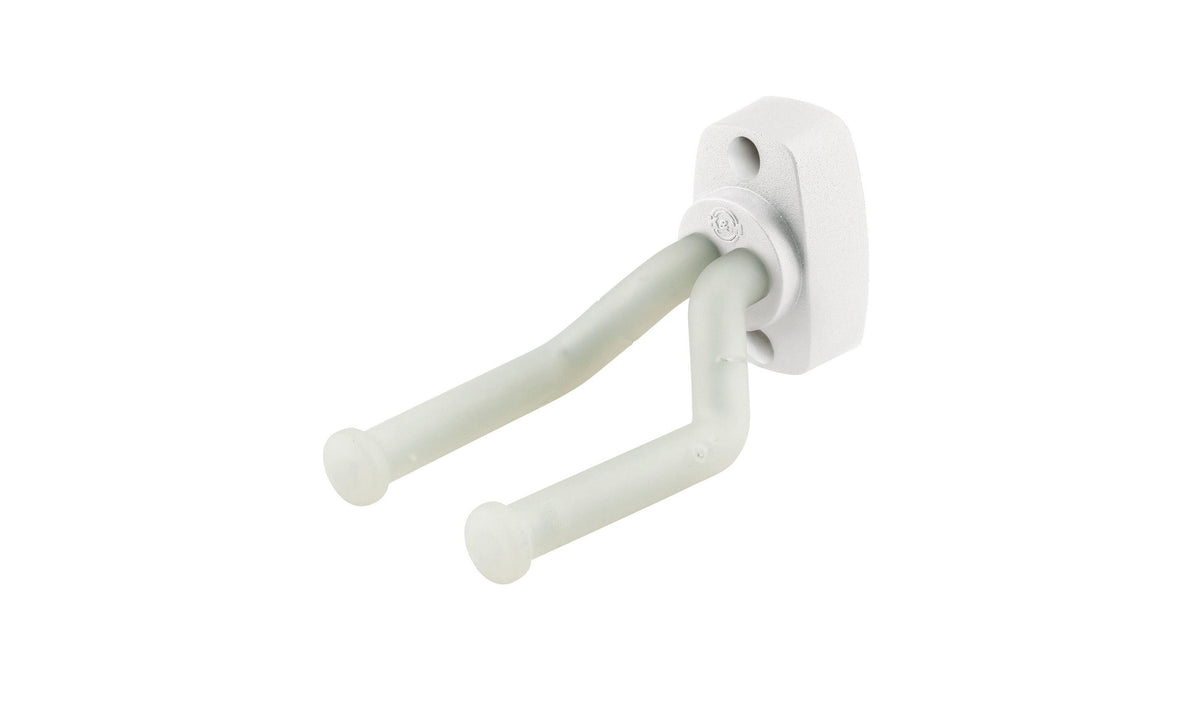 K&M 16280-WHITE-TRANSL — Guitar Wall Mount Hook - Front Facing Yoke - White — product view