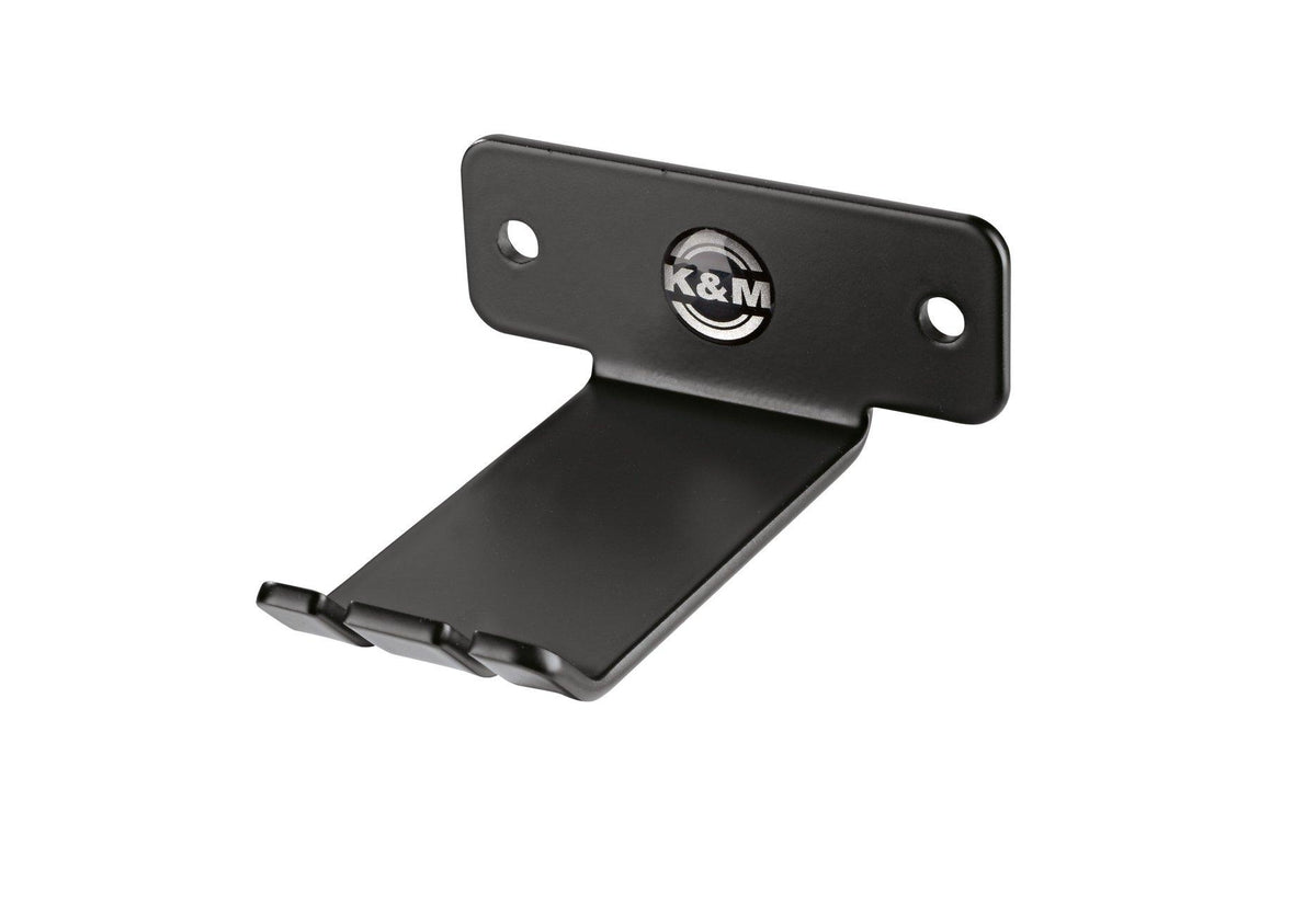 K&M 16311-BLACK — Headphone Wall Mount Holder with In-Ear Monitor Slots — product view