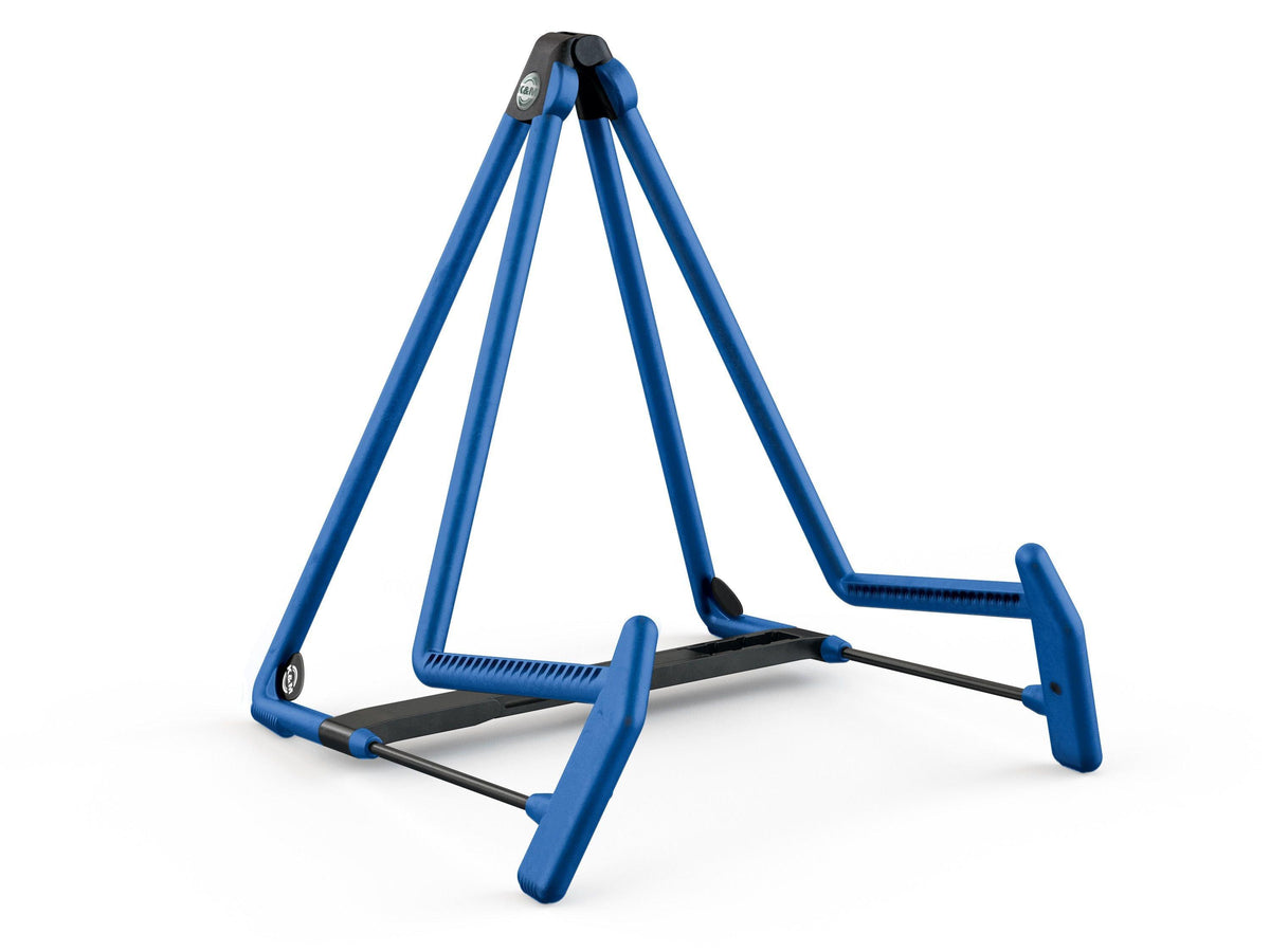 K&M 17580-BLUE — Heli Acoustic Guitar Stand with Adjustable Crossbar — product view