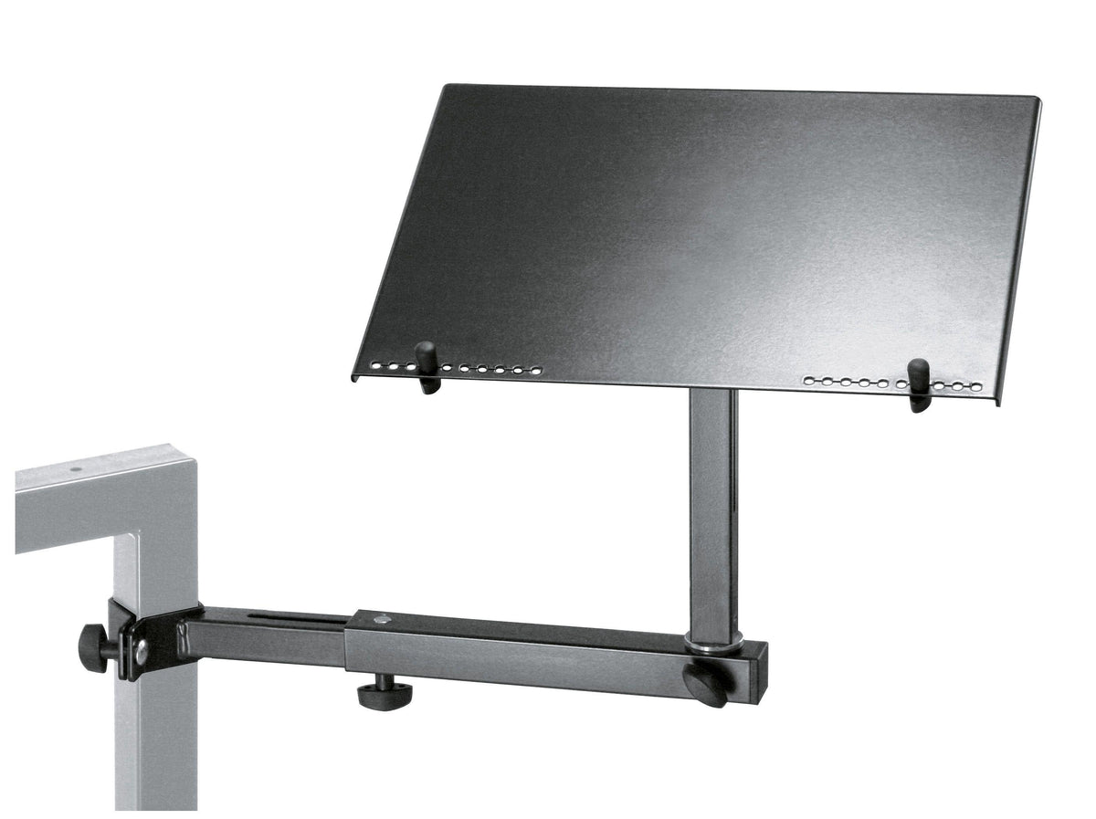 K&M 18815-BLACK — Laptop Holder with Shelf for Omega Stands - H:278-428mm — product view
