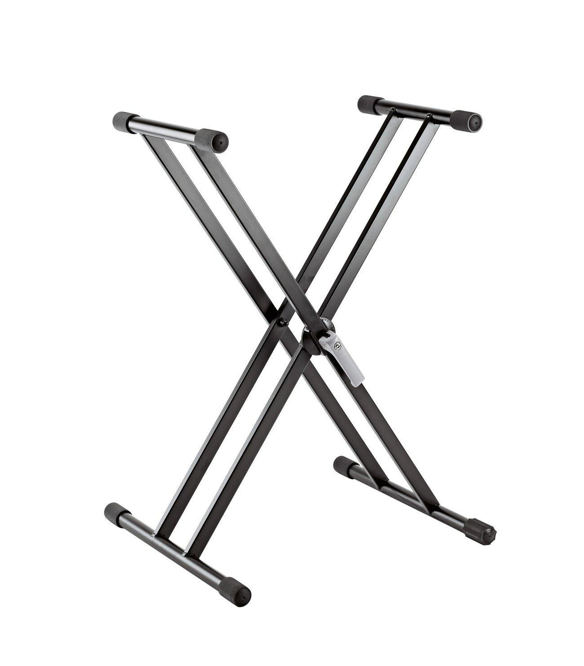 K&M 18997-BLACK — Aluminum XStyle Keyboard Stand - Double-Braced with Clamp — product view