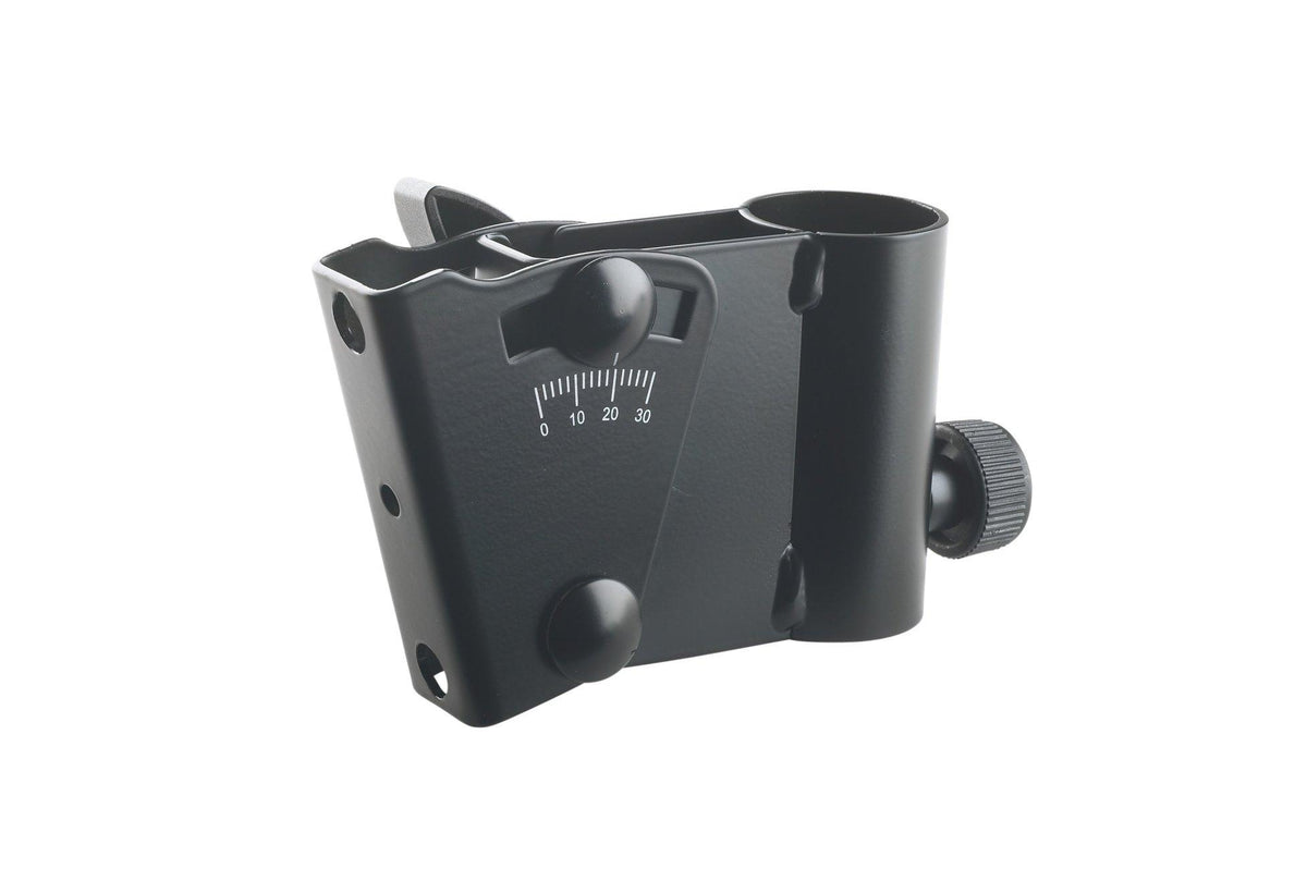 K&M 19780-BLACK — Slip-On Speaker Adapter with 30° Tilt - 35mm Tubes - Black — product view