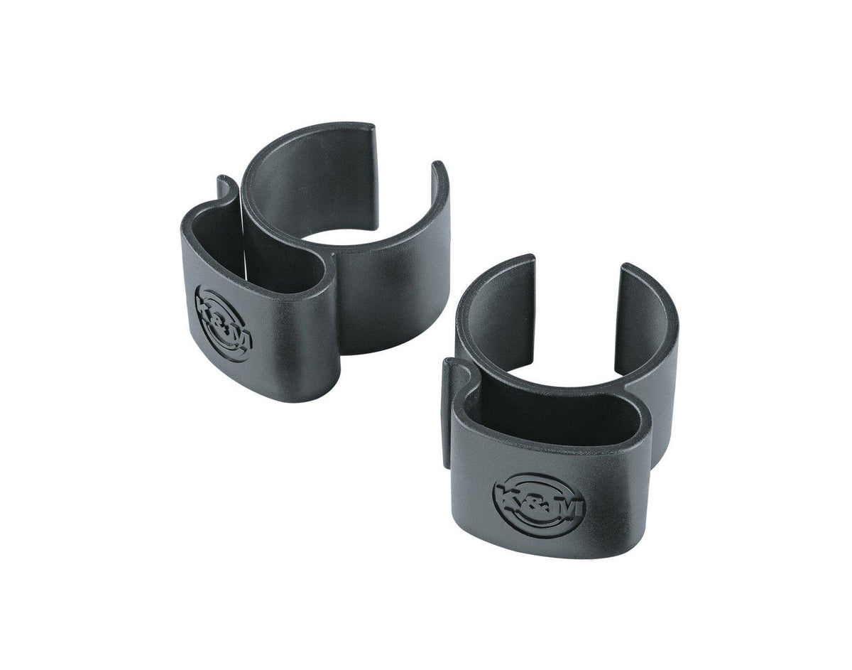 K&M 21406-BLACK — 2 x Cable Clamps for 35-42mm Diameter Stands — product view
