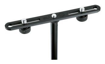 K&M 23550-3/8-BLACK — 200mm Aluminum Mic Bar with 2 Knurled Screw & 3/8 Thread — product view