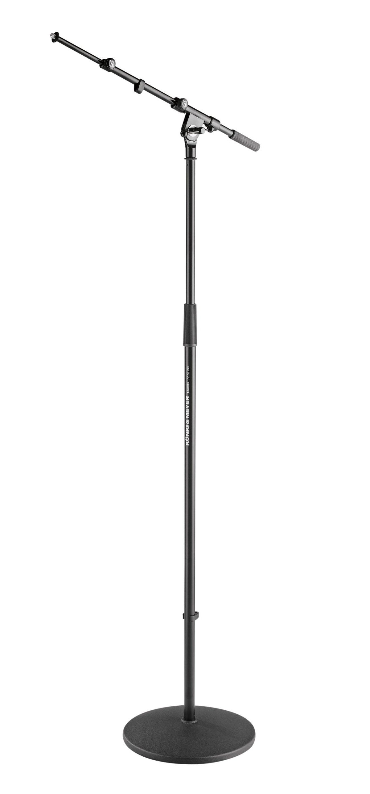 K&M 26145-BLACK — Microphone Stand with Boom & Round Base - H:1000-1700mm — product view