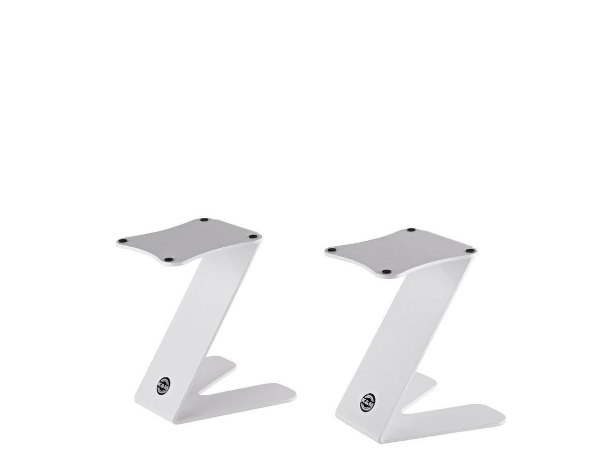 K&M 26773-WHITE — 2 x Z-Stand Table Monitor Stands - H:253mm - 15kg Rated — product view