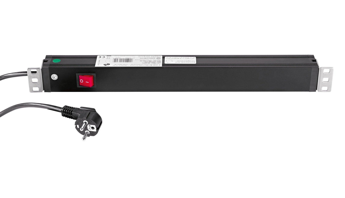 K&M 28672-BLACK — 1U 3500W Power Box with 7 Rear Sockets - Black — product view