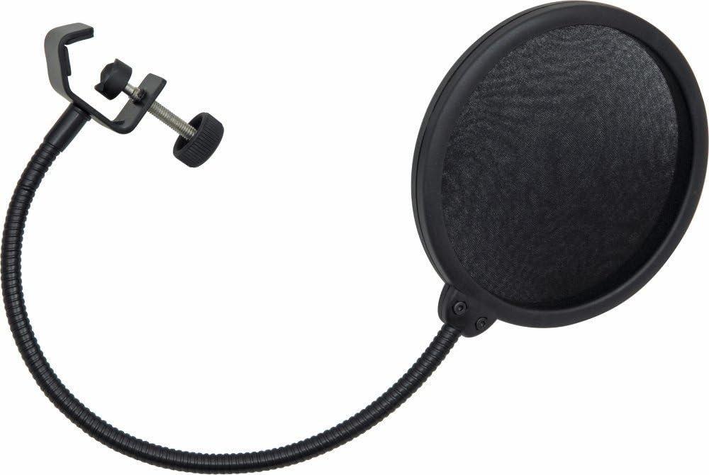 K&M 30700-BLACK — 130mm Double Screen Pop Filter with Gooseneck & Clamp - Black — product view