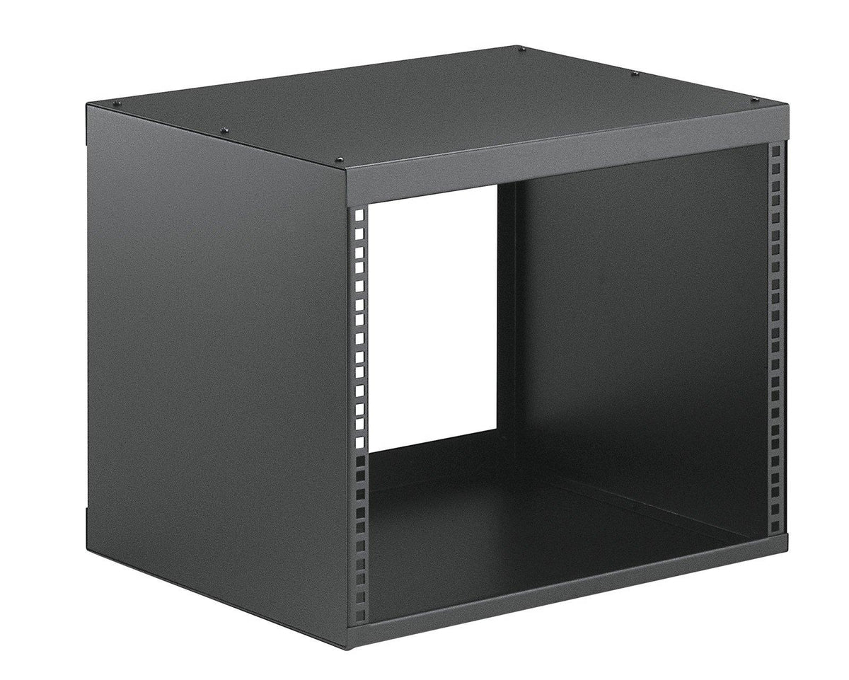 K&M 48240-8-BLACK — 8U Steel Equipment Rack with Front & Rear Rails — product view