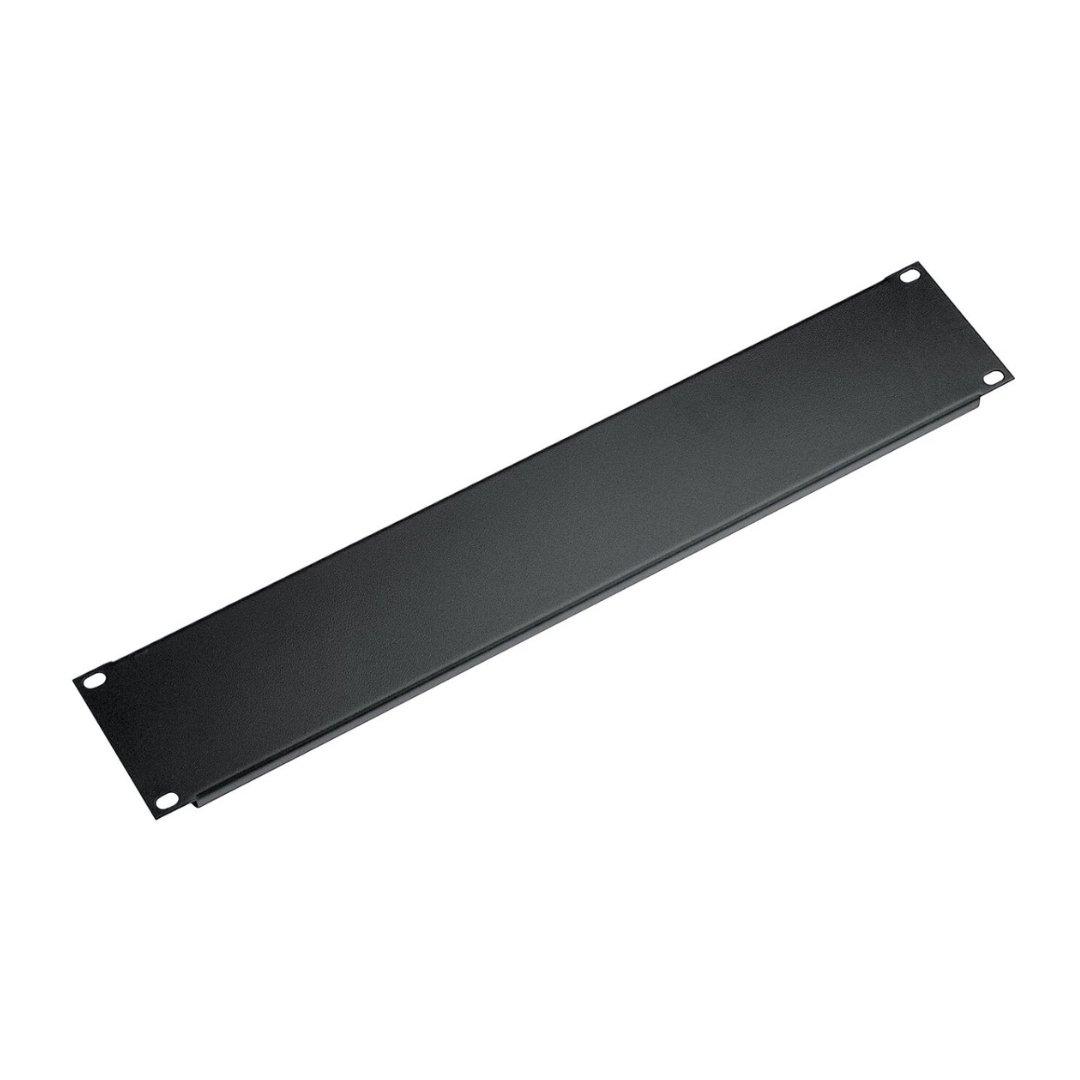 K&M 49412-BLACK — 2U Flanged Steel Rack Panel - Black — product view