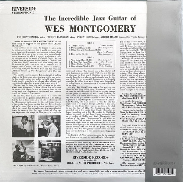 Wes Montgomery - The incredible Jazz guitar of wes Montgomery LP