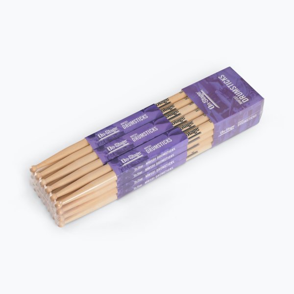 On-Stage MWSD1 - SD1 Maple Drum Sticks, Round Tip (12-Pair)