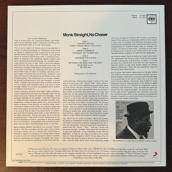 Monk, Thelonious	Straight No Chaser (180g clear vinyl)