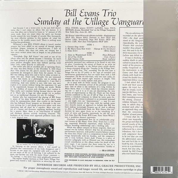 Evans, Bill Trio - Sunday at the Village Vanguard (Original Jazz Classics Series)
