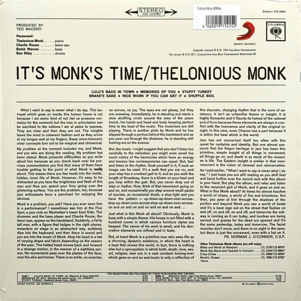 Monk, Thelonious - It's Monk's Time (180g)