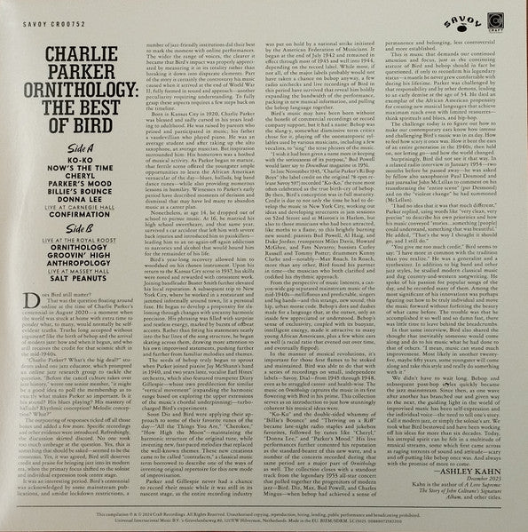 Parker, Charlie - Ornithology: The Best of Bird LP