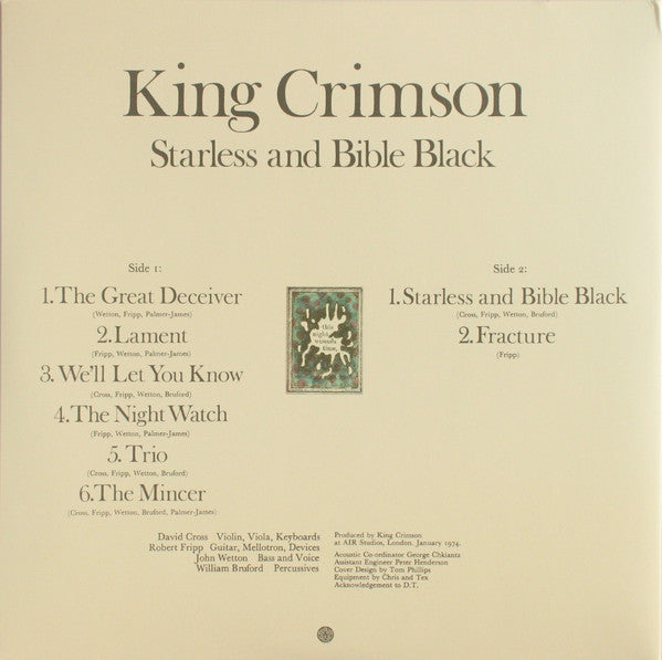 King Crimson - Starless And Bible Black(200g) LP