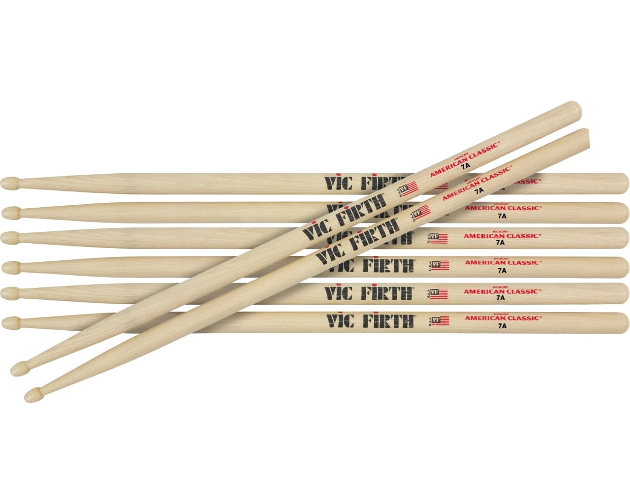 Vic Firth - American Classic 7A Wood Tip Drumsticks (4-Pair Value Pack)