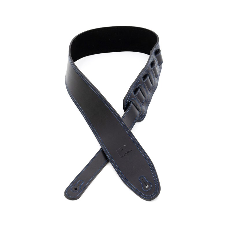 Profile - 2.5" Leather Strap with Blue Double Stitching, Black
