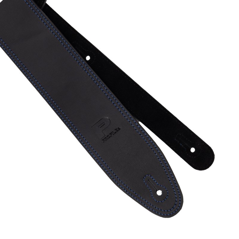 Profile - 2.5" Leather Strap with Blue Double Stitching, Black