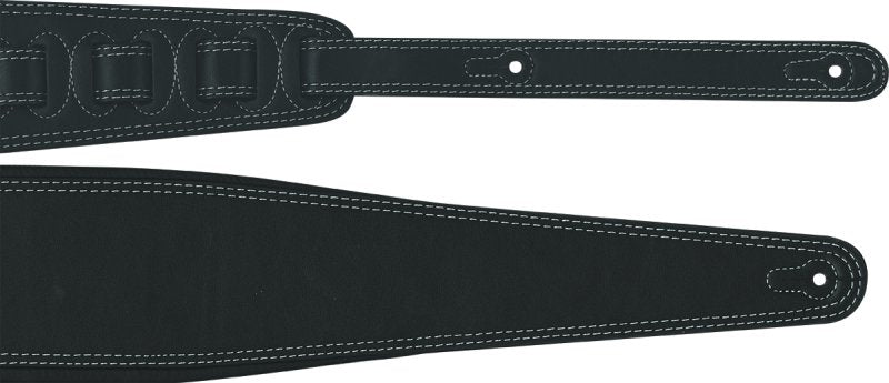 Profile - 3.5" Leather Bass Strap, black with white stitching, adjustable