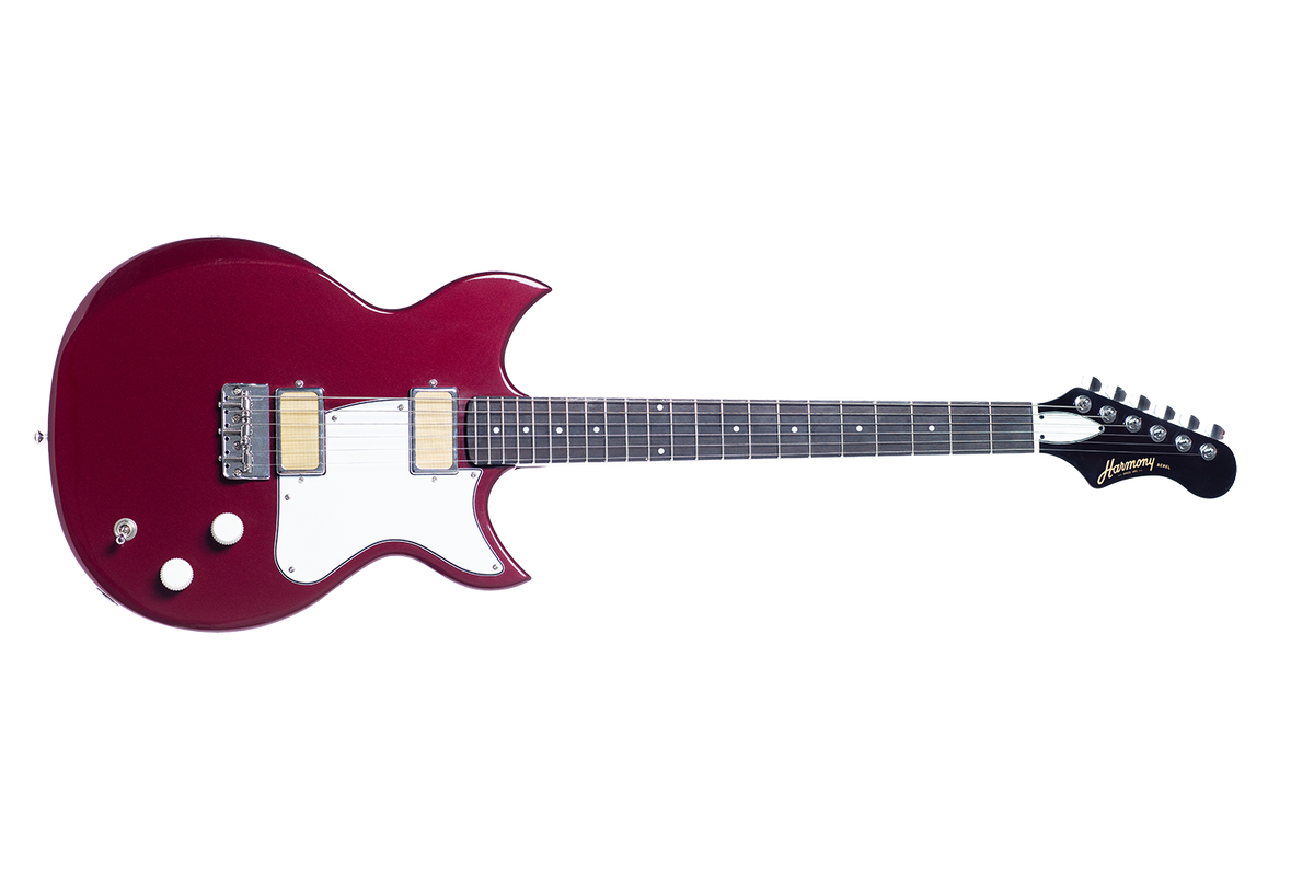Harmony Rebel Electric Guitar with Case - Burgundy - front view