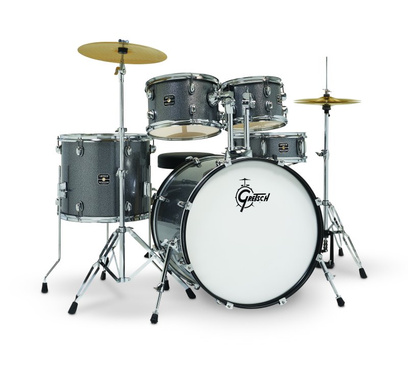 Gretsch - Renegade Series 5-Piece Complete Drum Set with Hardware and Cymbals, Grey Sparkle