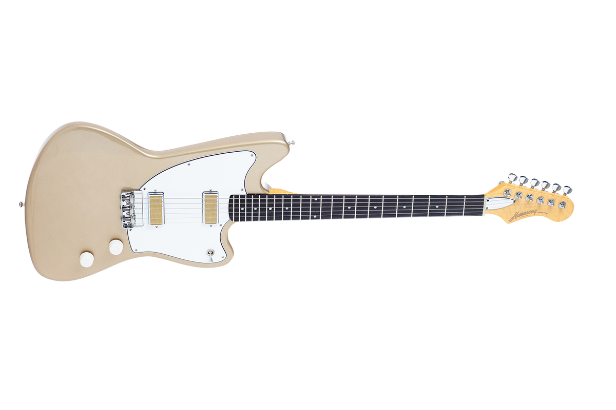 Harmony Silhouette Electric Guitar with Case - Champagne - angled view