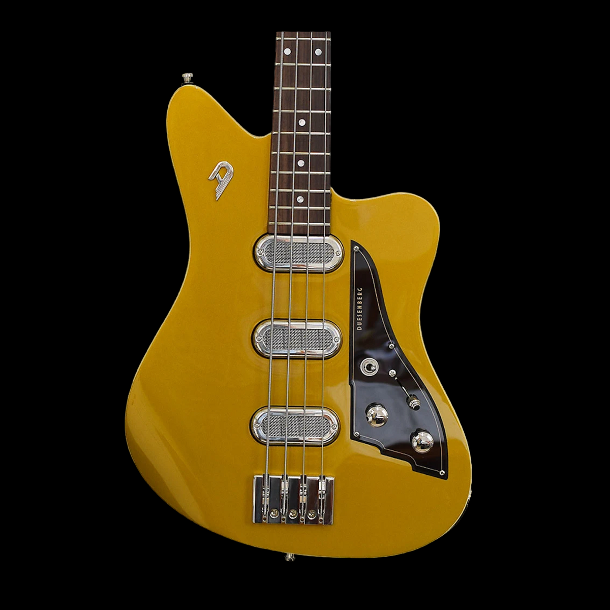 Duesenberg Triton Long-Scale Bass - Gold Top – body and pickups detail