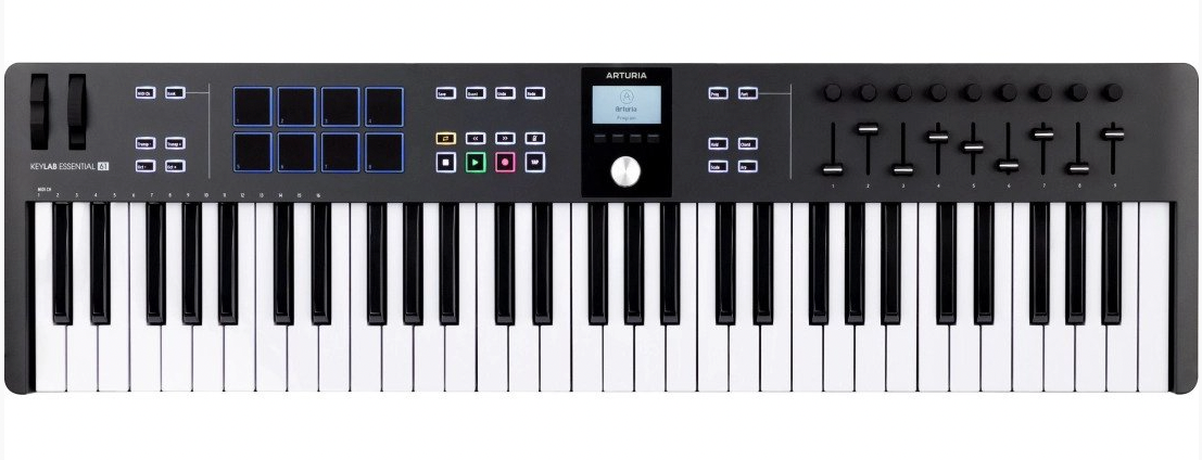 Arturia - KeyLab Essential 61 MK3 Universal MIDI Controller Keyboard, Black