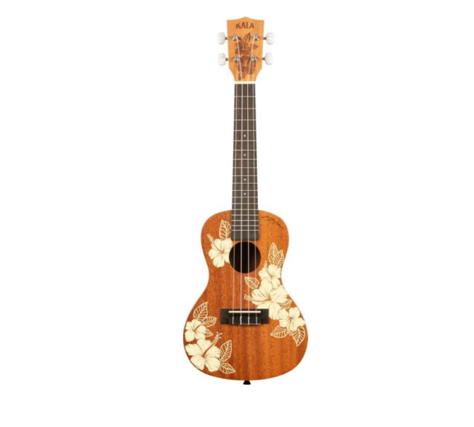 KALA - Hawaiian Hibiscus Concert Mahogany Ukulele With Bag