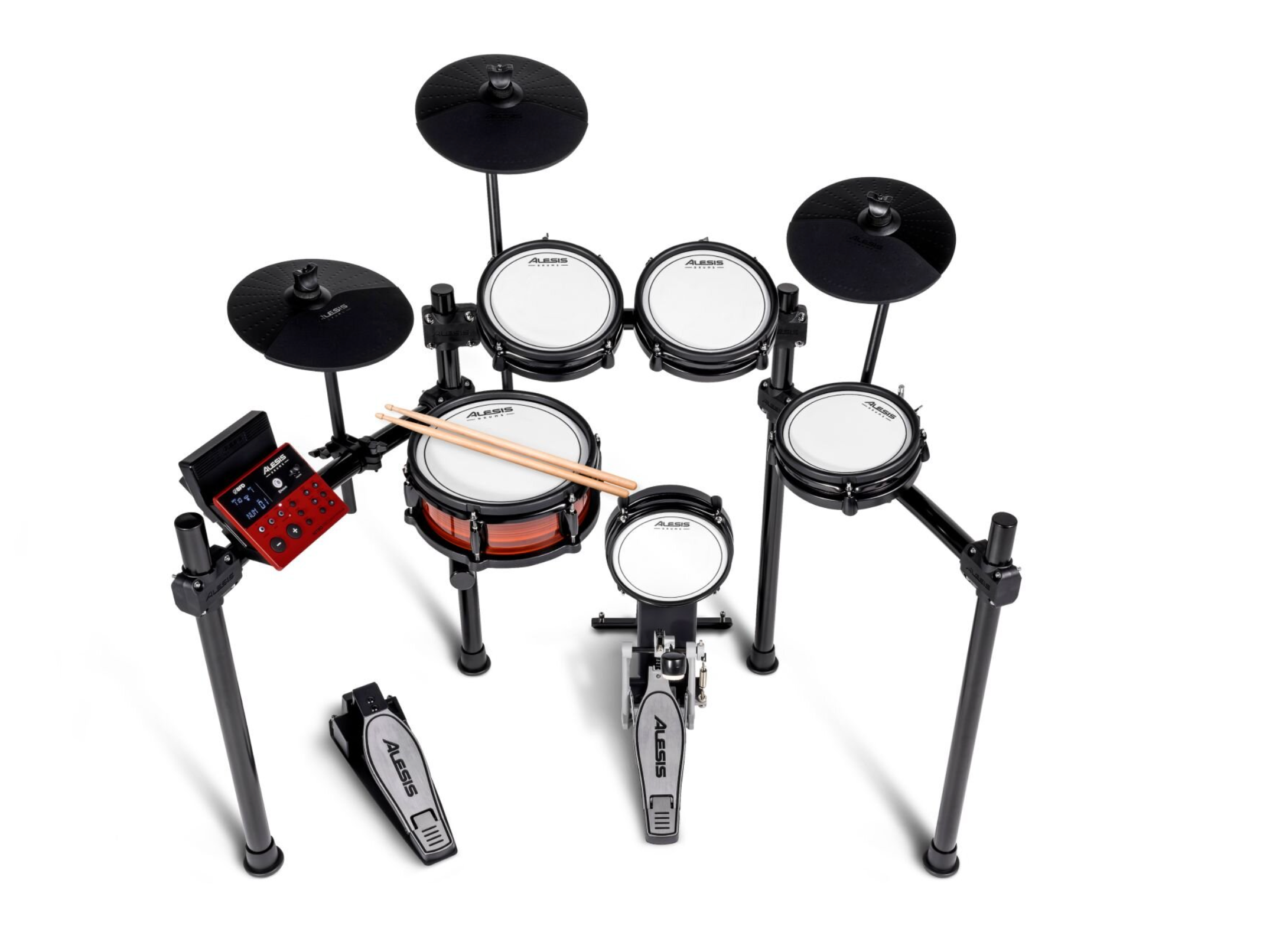 Alesis - Nitro Pro Eight-Piece PRO Electronic Drum Kit with Mesh Heads and Bluetooth