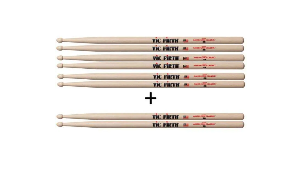 Vic Firth - American Classic 2B Drum Stick (4-Pair Value Pack)