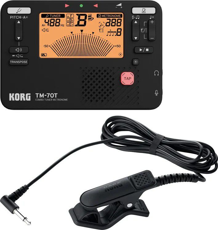 Korg - Handheld Tuner and Metronome with Contact Microphone, Black