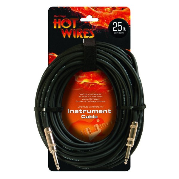 On-Stage IC-25NN - Instrument Cable with Neutrik Connectors (QTR-QTR, 25')