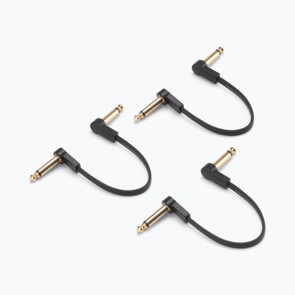 On-Stage OSPRO-FPC-3 - Flat Patch Cable with Gold-Plated Connectors, Spiral Shielding and Right-Angle Connectors, 3 Pack