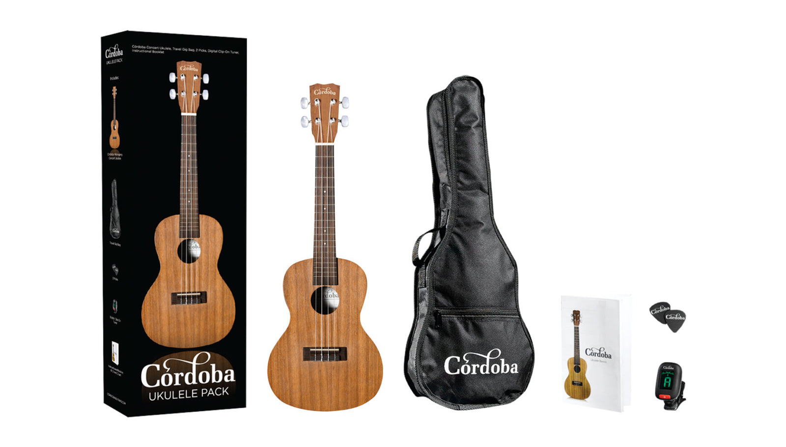 Cordoba PROTEGE UP100 Concert Ukulele Pack (Natural)