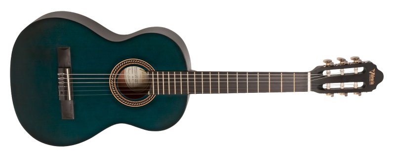 Valencia - 200 Series 3/4 Classical Acoustic Guitar, Transparent Blue Satin