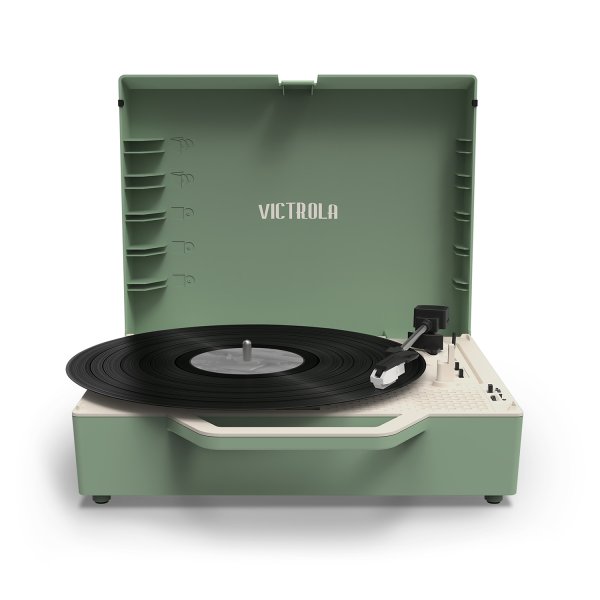 Re-Spin Sustainable Bluetooth Suitcase Record Player - Basil Green