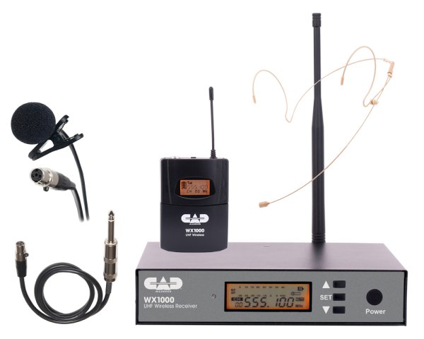 CAD Audio - Wireless Bodypack Microphone System with Lavalier, Headset, and Guitar Cable (510 to 570 MHz)