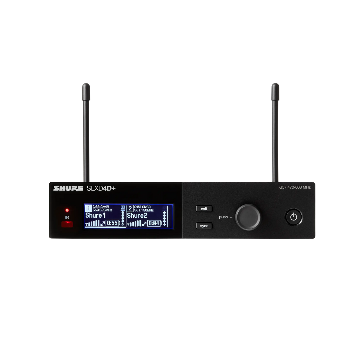 Shure SLXD4D+-G57 - Dual SLX-D Diversity Receiver with 1/4 Wave Antennas - product view 1