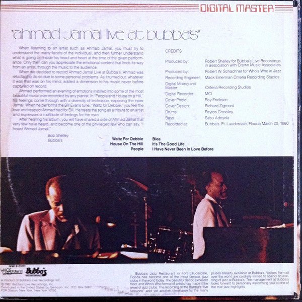 Ahmad Jamal - Live At Bubba's - La Boîte Musicale - Vinyl Records - Vinyl Records - 