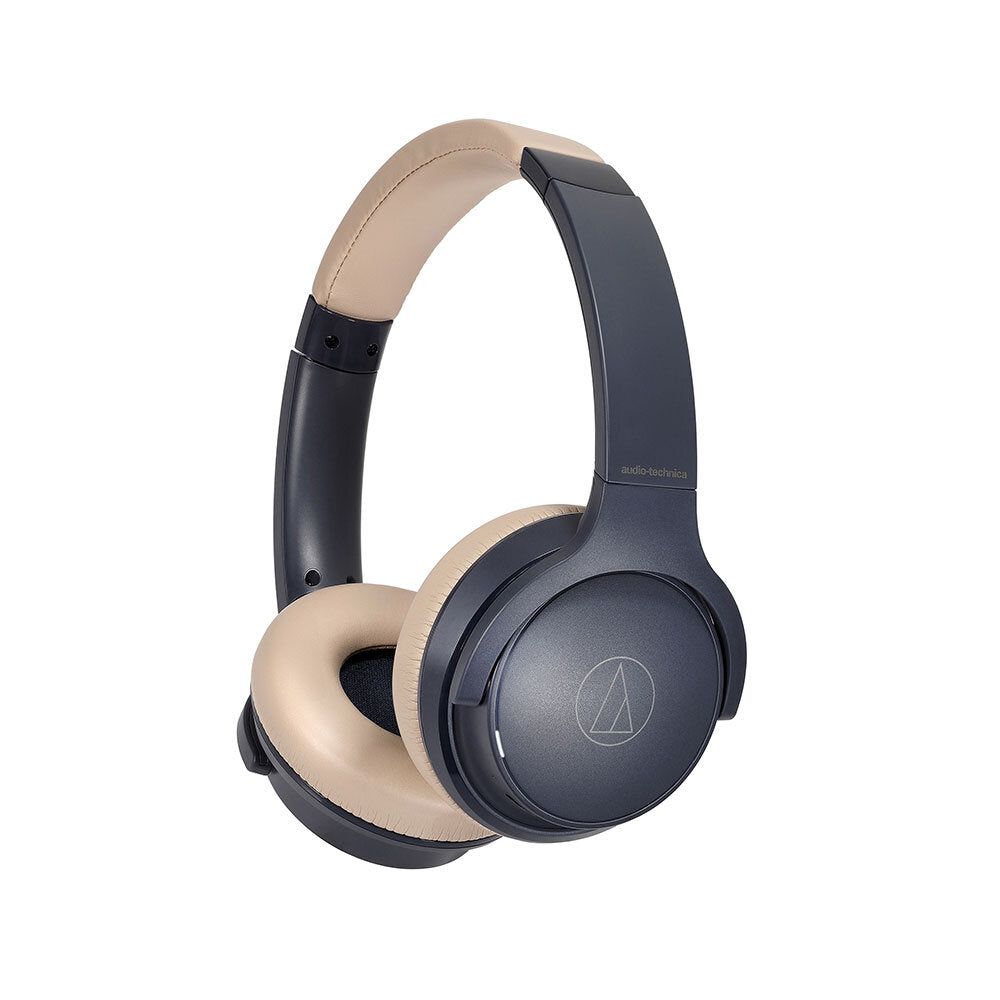 Audio-Technica ATH-S220BTNBG Wireless Bluetooth On-Ear Headphones, Navy/Beige