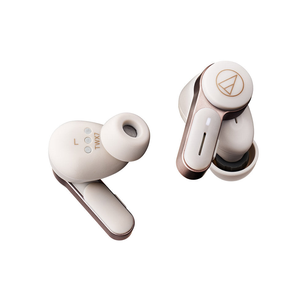 Audio-Technica ATH-TWX7WH Wireless Bluetooth In-Ear True Wireless Noise-Cancelling Headphones, White