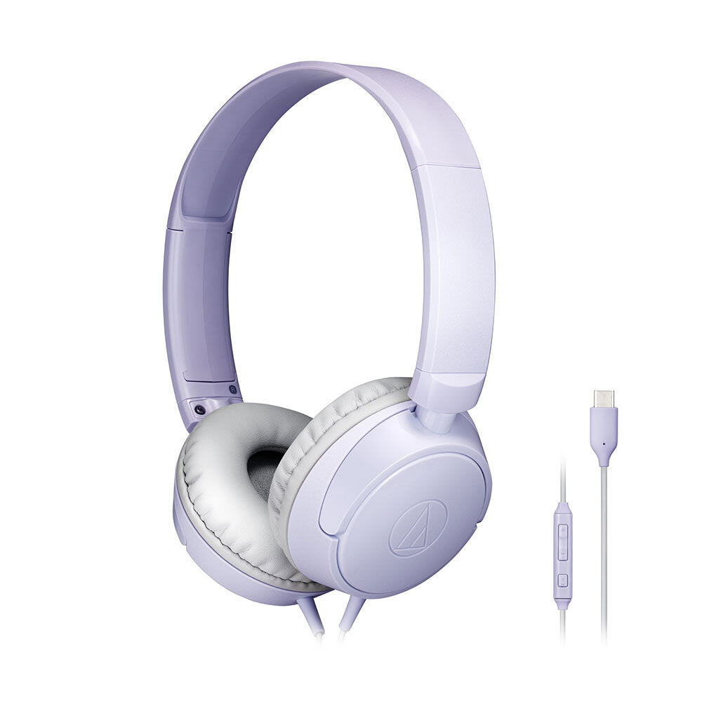 Audio-Technica ATH-S120C-LV Wired USB-C On-Ear Headphones, Light Violet