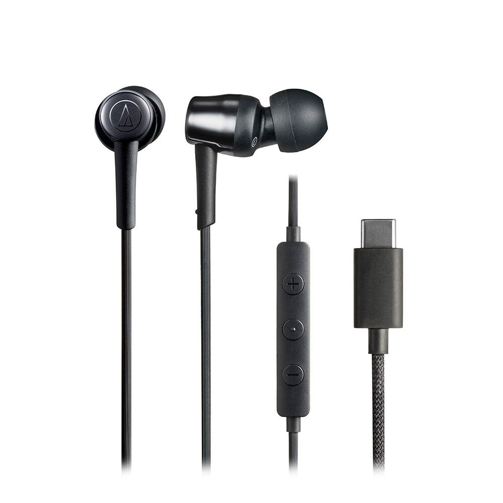 Audio-Technica ATH-CKD30CBK Wired USB-C In-Ear Headphones, Black