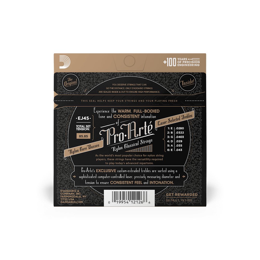 D'addario - Normal Tension Silver Plated Wrap - Nylon Core - Clear Nylon Trebles - La Boîte Musicale - Classical Guitar Strings - D'addario - 