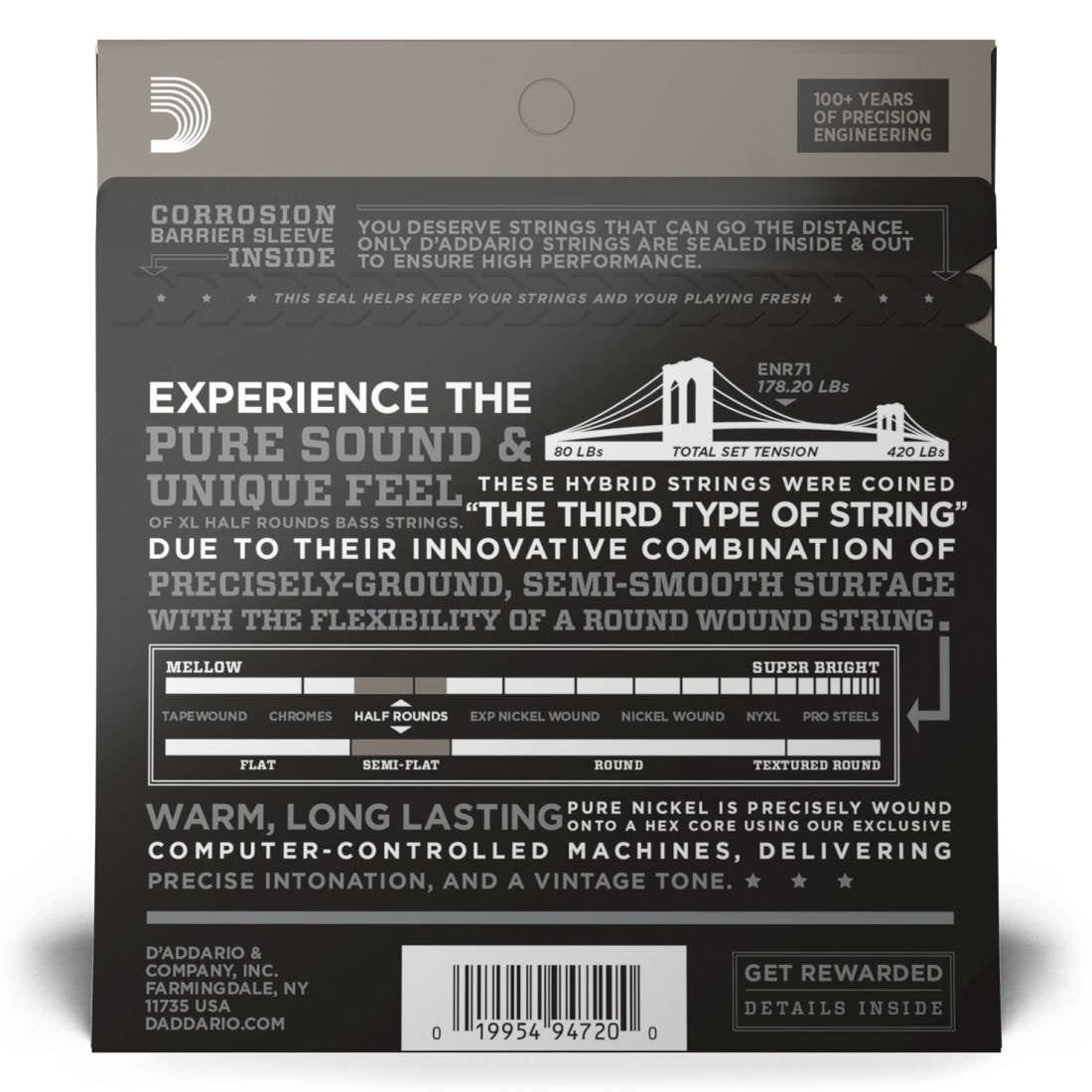 D'Addario strings Bass Elec Half Round 45 - 100 - La Boîte Musicale - Electric Bass Strings - D'addario - 